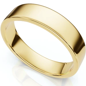 5mm Flat High Polished Wedding Band 14K Yellow Gold