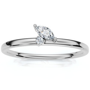 Marquise Diamond Stackable Wedding Ring Women's Anniversary Band 14k Gold (F-G, VS)