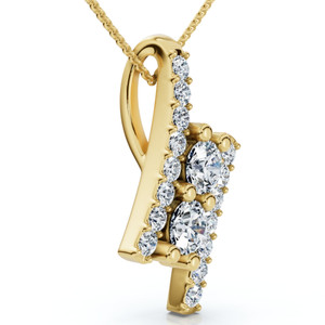 1/2Ct Two Stone Diamond Pendant Gold Necklace Lab Grown 18" Lab Grown (F-G, VS)