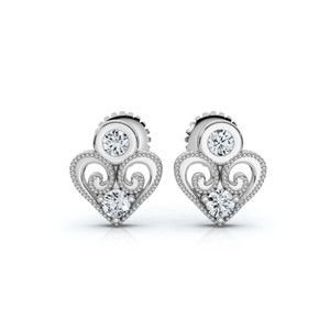 Diamond Heart Studs 14k White, Yellow, or Rose Gold Lab Grown Women's Earrings (F-G, VS)