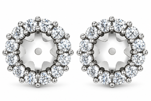 1/2ct Halo Diamond Earring Jackets 14K White Gold (5-5.5mm) (G-H, I1)