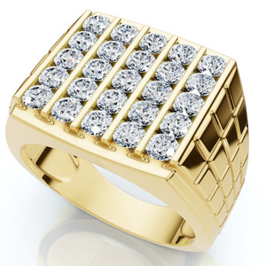 2Ct Men's Diamond Five-Row Ring 10k Yellow Gold (G-H, I1)