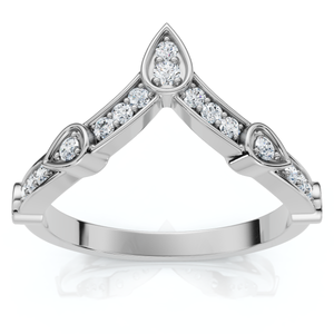 Curved V Shape Diamond Wedding Anniversary Guard Engagement Ring Gold Lab Grown (F-G, VS)