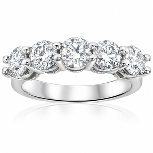 2 Carat 5-Stone Round Lab Grown Diamond Ring 14K White Gold (F-G, VS)