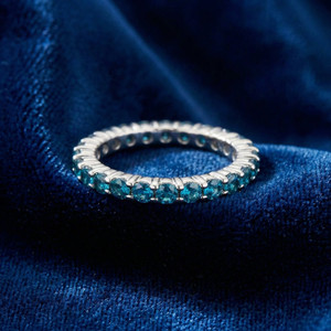 1 1/2ct Blue Diamond Eternity Ring 14K White Gold (Blue, SI)