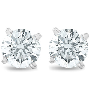 1 1/4 CT T.W. 14K White Round Cut Studs Earrings With Screw Backs (H-I, I1)