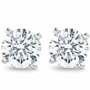 1 1/4 CT T.W. 14K White Round Cut Studs Earrings With Screw Backs (H-I, I1)