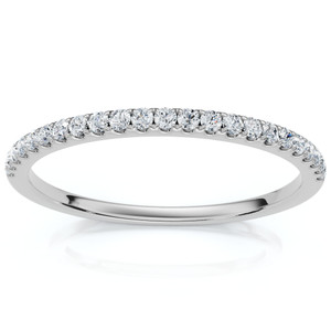 1/4Ct Diamond Wedding Ring Prong Set Stackable Anniversary Band Gold Lab Grown (G-H, VS)
