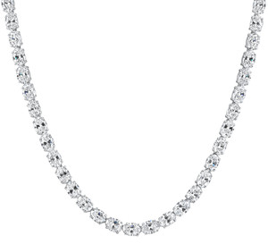 53 Ct TW Oval Diamond Tennis Necklace 17" 14k White Gold Lab Grown (F-G, VS)