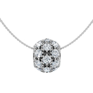 1Ct Pave Puff Slide Diamond Pendant Women's Necklace 18" Lab Grown Gold (F-G, VS)