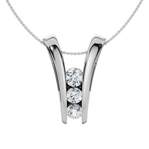 1/2Ct Three Stone Diamond Pendant Gold Women's 18" Necklace Lab Grown (F-G, VS)