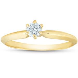 14k Yellow Gold 1/5ct Round Solitaire Diamond Engagement Ring (G-H, I1)