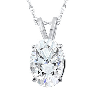 Certified 3Ct Oval Diamond Solitaire Certified Lab Grown Diamond Pendant Necklace (G-H, VS)