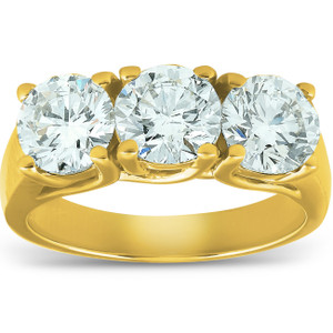 2 1/2ct Three Stone Diamond Engagement Ring 14K Yellow Gold (G-H, SI)