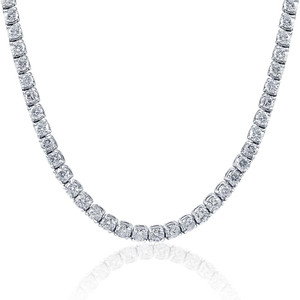 Huge 33 Ct Natural Diamond Tennis Necklace 14K White Gold 20" (J-K, I1)