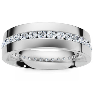 1.10Ct Diamond Eternity Men's Wedding Ring Polished Band 14k Gold Lab Grown (F-G, VS)