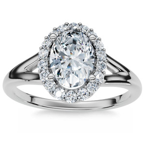 1 1/5Ct Oval Diamond Halo Engagement Ring 14k Gold Lab Grown (F-G, VS)