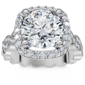 Certified 2 1/4Ct Cushion Halo Twisted Band Engagement Ring 14k Gold Lab Grown (F-G, VS)