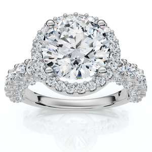Certified 3 1/5Ct Pave Diamond Engagement Ring 14k Gold Lab Grown (F-G, VS)