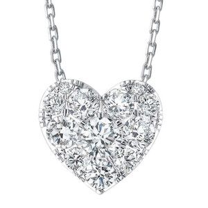 3/4Ct Diamond Heart Pendant 14k White Gold 18" Necklace Lab Grown (E-F, VS)