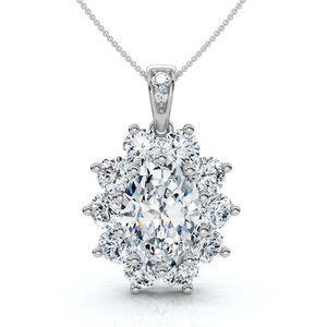 Certified 8 1/2Ct Oval Diamond Pendant 14k Gold Lab Grown 1.25" Tall (F-G, VS)