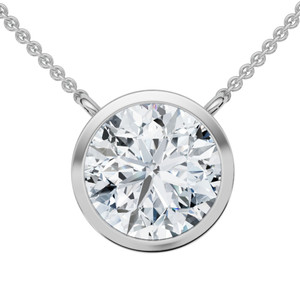 3Ct Solitaire Beezel Diamond Pendant Necklace 18" 14k Gold Lab Grown (F-G, VS)