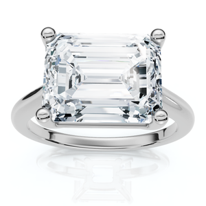 Certified 5Ct Emerald Cut Lab Grown Diamond Solitaire East West Engagement Ring (F-G, VS)