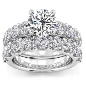 Certified 6ct Diamond Engagement Wedding Ring Set 14K White Gold Lab Grown (G-H, VS)