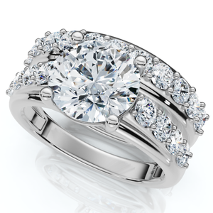 Certified 2 1/2Ct Diamond Engagement Wedding Ring Set 14k Gold Lab Grown (E-F, VS)