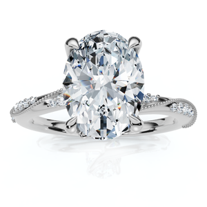 2 1/5Ct Oval Diamond Engagement Camellia Ring 14k Gold Lab Grown (F-G, VS)