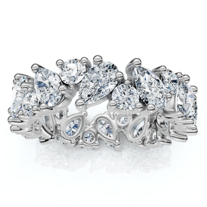 3Ct Pear & Round Diamond Eternity Ring 14k Gold or Platinum Lab Grown (E-F, VS)