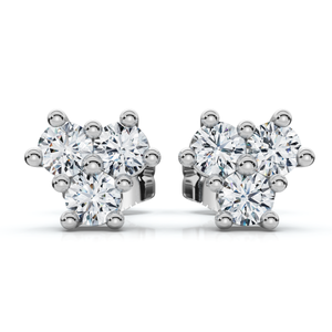 Mini Trio Diamond Studs 14k Gold Lab Grown Women's Earrings (E-F, VS)