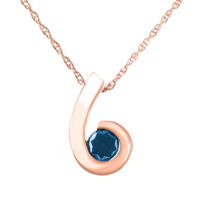 14K Rose Gold 1/4ct Blue Diamond Solitaire Pendant (Blue, I1)