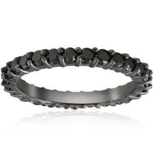 1 1/2ct Treated Black Diamond Eternity Ring 14K Black Gold (Black, )