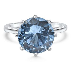 Aquamarine Solitaire Flower Ring 14k White Gold 10MM Lab Grown