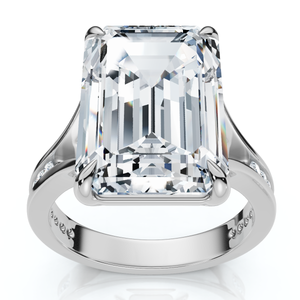 Certified 9.20Ct Emerald Cut Sam Diamond Engagement Ring 14k Gold/Pt Lab Grown (F-G, VS)