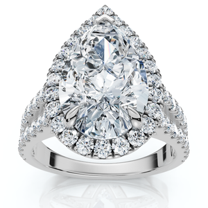 Certified 3 3/4Ct Pear Shape Diamond Engagement Ring 14k Gold or Pt Lab Grown (F-G, VS)