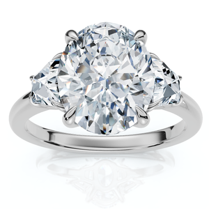 Certified 2.63Ct Oval & Trapezoid Diamond Engagement Ring Lab Grown (F-G, VS)