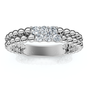 Two Row Beaded Diamond Stackable Ring 14k Gold or Platinum Lab Grown (E-F, VS)