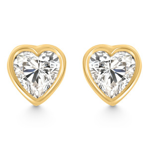 2Ct TW Heart Shape Diamond Bezel Stud Earrings 14k Gold Lab Grown (F-G, VS)