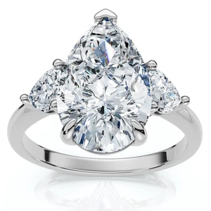 Certified 3.40Ct Pear & Heart  Engagement Ring 14k Gold or Platinum Lab Grown (F-G, VS)