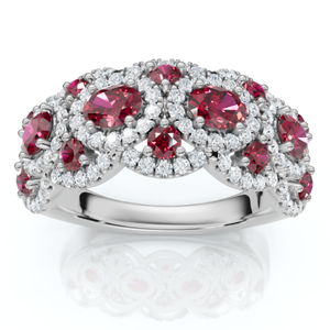1Ct Wavy Ruby & Diamond Ring 14k Gold Lab Grown (E-F, VS)