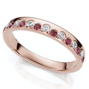 1/5Ct Diamond & Ruby Rhythm Anniversary Band 14k Gold or Platinum Lab Grown (E-F, VS)