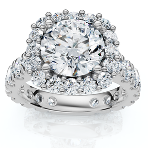 Certified 4Ct Lab Grown Cushion Halo Diamond Engagement Ring 14k Gold/Platinum (F-G, VS)