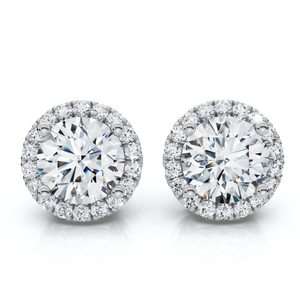 2.25Ct Halo Round Diamond Studs 14k Gold Lab Grown Women's Earrings (F-G, VS)