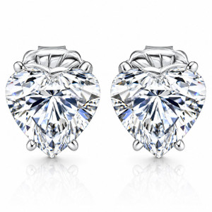 Certified 6Ct TW Heart Shape Diamond Studs 14k White Gold Lab Grown (F-G, VS)