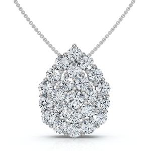 2Ct Diamond Pear Shape Pave Pendant 14k Gold Necklace Lab Grown (E-F, VS)