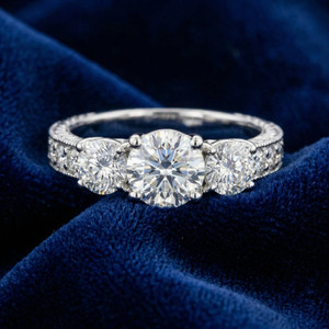1 3/4Ct Diamond Vintage 3-Stone Engagement Ring 14K White Gold (G-H, I2-I3)
