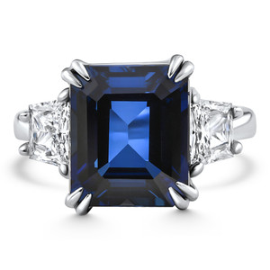 6Ct Blue Sapphire & Diamond Anniversary Engagement Ring 14k White Gold Lab Grown (E-F, VS)