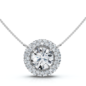 Certified 3 1/2Ct Euro Diamond Pendant 14k Gold 18" Women's Necklace Lab Grown (F-G, VS)
